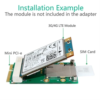 Mini PCIE Adapteris su SIM Kortelės Lizdas 3G/4G Modulio, HSPA WWAN LTE MODEMAS 