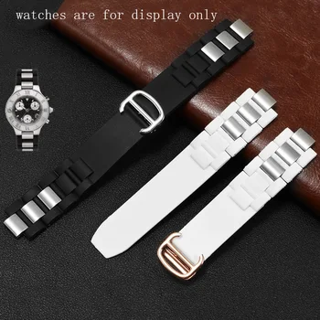 Minkšto Silikono watchband 20*10mm juoda balta juosta su lankstymo sagtimi Pakeitimo diržas CRW10198U2 vyriškų laikrodžių priedai