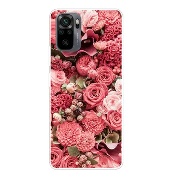 Minkštos TPU Case For Xiaomi Redmi 10 Pastaba Pro Gėlių Silikono Telefono Dėklai Redmi 10 Pastaba Pro Note10 5G 10S Dangtelis Pastaba 10Pro