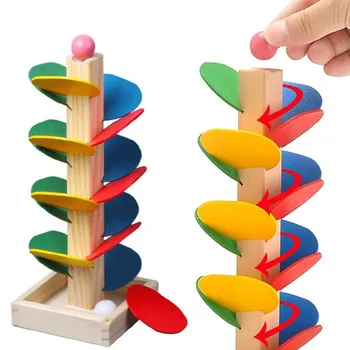 Montessori Medinių Bėgių Statyba Blokai Žaislai Vaivorykštė Medis Kamuolys Griovimo Lapai Bokštas Kamuolys Žaidimas Childer Kūdikių Švietimo Žaislai