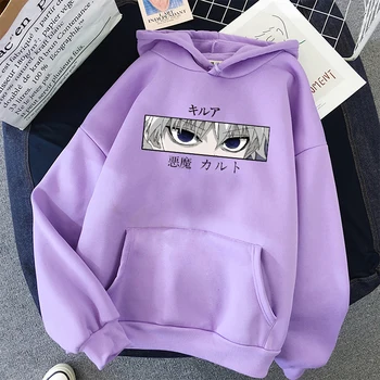 Moterų Hoodies Moterų Puloveriai Hoodies Palaidinės Velnio Akis Spausdinti Anime Bliuzono Streetwear Viršūnės