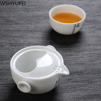 Nauja stiliaus Balto porceliano arbatos rinkinys Anti-plikymo Kelionės patogumui Arbatos rinkinys arbatos nustatyti Buitinių geriamojo indai WSHYUFEI