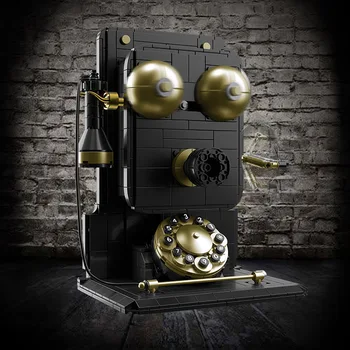 Naujas Retro SS Telefono Fonografo Vieną Kartą Vaizdo Kamera, Modelis Plytų Klasikinis Nostalgija Blokai Žaislai Vaikams Dovanos