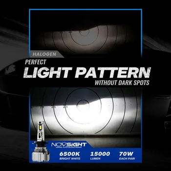 NOVSIGHT H7 LED H4 Automobilių Žibintai H1 H3 H11 LED Lempos, naudojamos Automobilių Žibintų Lemputės 9005 HB3 HB4 9006 70W 15000LM Auto priekinis Žibintas, Rūko Žibintai