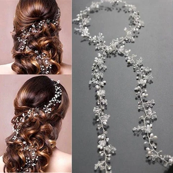 Nuotaka Vestuvių Crystal Pearl Hairband Mados Vestuvių Pearl Gėlių Ekrano Užsklandą Rankų Darbo Karoliukai Plaukų Juosta Elegantiška Panele, Plaukų Aksesuarai