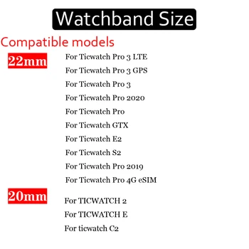 Nylon Dirželis TicWatch Pro 3/3 GPS LTE Išmaniųjų Laikrodžių Juosta 20mm 22 mm Apyrankės Apyrankės Už TicWatch Pro 2020 S2 E2 C2 Correa