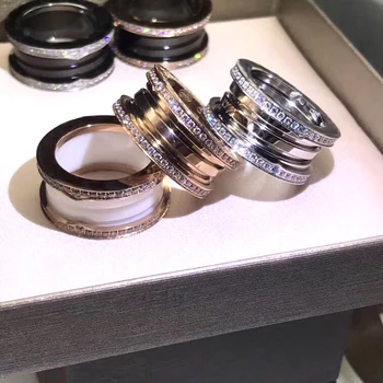 Originalus 925 sterling silver spring keramikos žiedas moterims su rožių pora aukso žiedus vestuvių dovana klasikinis aukštos kokybės juvelyriniai dirbiniai