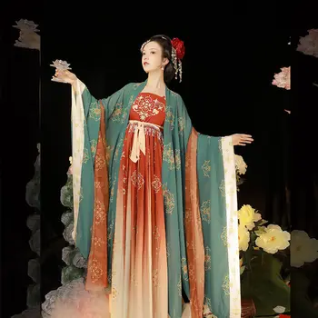 Pavasario naujo stiliaus Tang Dinastijos Hanfu moterų senovės kostiumas Kinų stiliaus super nemirtingas sunkiosios pramonės siuvinėjimo didelis slee