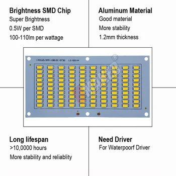 Pilna galia 30W led PCB potvynių šviesos, Didelis šviesos srautas SMD5730 Aliuminio plokštės led prožektorius, Lauko šviesos ir t.t