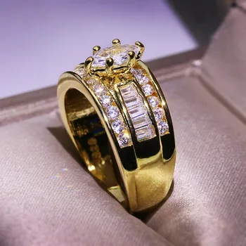 Prabanga Moterų Vestuvių Žiedas Nustatyti Derliaus Kristalų 18KRGP Aukso Užpildytas Amžinybę Vienas Žiedas Žada Sužadėtuvių Žiedai Moterims