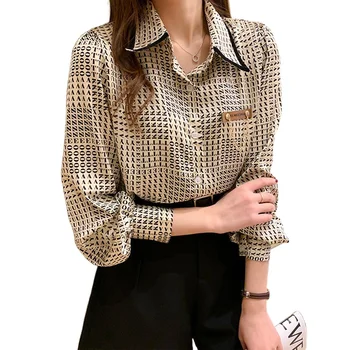 Prancūzų mados marškinėliai moterims 2021 ankstyvo pavasario modeliai, naujos Britų stiliaus temperamentas dryžuotas šifono rankovėmis palaidinė moterims