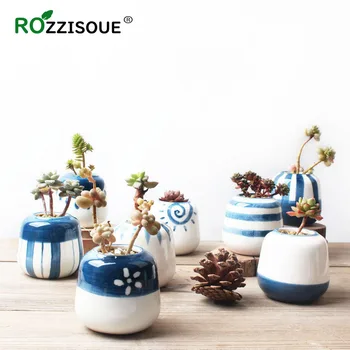 Rankų darbo Japoniško stiliaus Mini Mielas Mėlynos ir Baltos spalvos Porceliano Nykščio Vazonai Succulents Mažų Keraminių Augalai, Vazonai, Namų