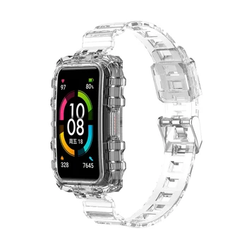 Skaidrios TPU Smartband Riešo Watchband Rėmo Crystal Atveju Huawei Honor Band 6 Dirželis Smart Apyrankės Apyrankės Bamperio Dangtelis
