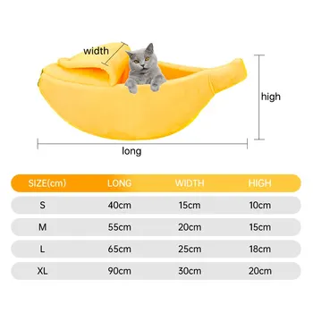 Smulkių Naminių Gyvūnėlių Lovos Bananų Formos Namas Purus Šiltas Minkštas Pliušinis Kvėpuojantis Lova Bananų Kačių, Šunų Lovos Mažylis Pagalvėlė Krepšelį Šiltas Nešiojamų