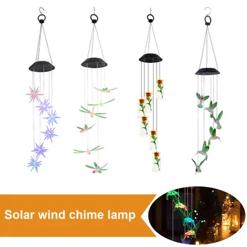 Spalva-keičiasi saulės įkraunamas LED vėjo varpelių styginių šviesos garden villa dekoratyvinės šviesos hummingbird liustra lauko