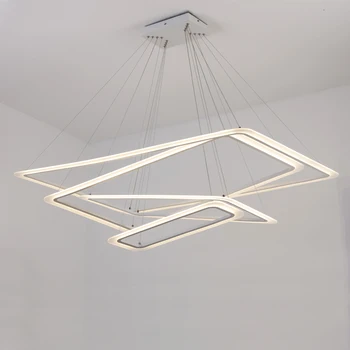 Stačiakampio formos žiedų LED šviestuvai akrilo šviesos lempa valgomasis kambarys, svetainė lampadario moderno Blizgesio Liustra Apšvietimo
