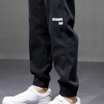 Streetwear Hip-Hop Krovinių Kelnės, vyriški Imituoti Džinsai Krovinių Kelnės Elastinga Harun Kelnes Poilsiu Pilkos Kelnės Pavasarį Ir Vasarą