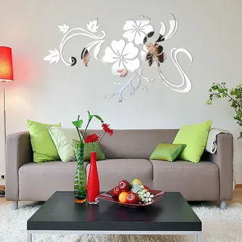 Subtili Gėlių 3D Veidrodis, Sienų Lipdukai Nuimamas Decal Dailės Freskos Namų Miegamąjį, TV Foną Apdaila