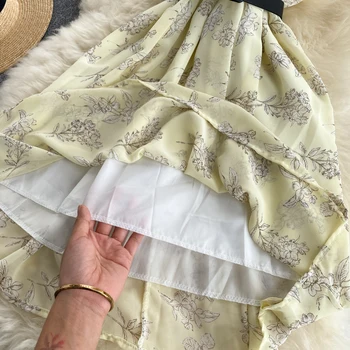Teeuiear boho gėlių spausdinti apynasrio kaklo tvarstis trumpą šifono Suknelę Vasarą šalies bakas sundress atsitiktinis Moterų paplūdimio atostogų suknelė