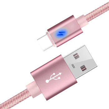 UNIJA 3M 2.4 Rose Gold Nailono Tinklelio Greito Įkrovimo Tipas C USB C Kabelio Data Sync Įkroviklis Samsung 