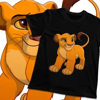 Unisex marškinėliai Simba Liūtas Karalius Animacinių filmų Medvilnės Harajuku O-kaklo Retro Trumpas Rankovės