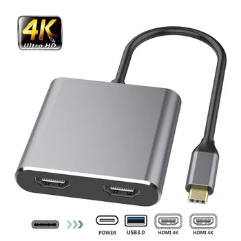 USB C Iki HDMI 4K Adapteris USB 3.0 Type C) USB-C Dual HDMI Mokestis Port USB-C Keitiklio Kabelį, skirtą 