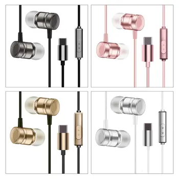 USB Tipo C In-Ear Metalo Ausines Laidines Ausines su Mic Stereo Hansfree Ryšio Tipas-C Skaitmeninės Ausinės Ausinių už Letv
