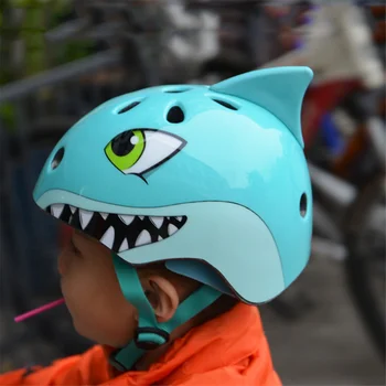Vaikų Dviračių Šalmas Vaikams, Sporto Šalmas 3D Animaciją Shark Šalmai Čiuožimo, Dviračių, Jojimo, Dydis 50-54cm (Mėlyna)