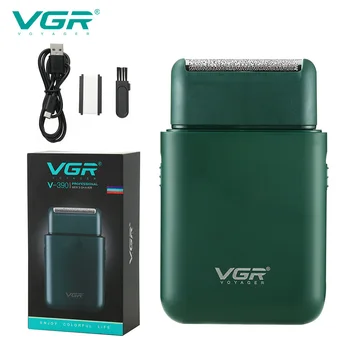 VGR Profesionalus Elektrinis Skustuvas Vyrams USB Įkrovimo 2 Pjovimo Galvutės Stūmokliniai Razor Nešiojamas Super Plonas Barzda Cutter