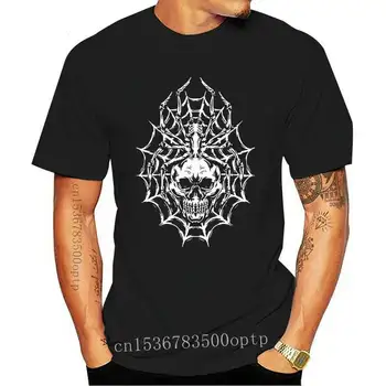Voratinklyje Kaukolė Meno VYRAI T-Shirt Vorai, Skeletas, Roko, Metalo Muzikos Sunkus Cool Marškinėliai Populiarus