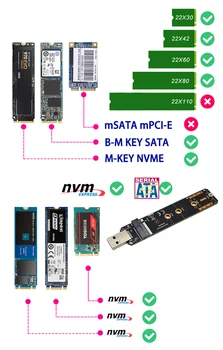 VSD Valdybos M. 2 USB 3.0 Dual Protokolo M. 2 NVME PCIe NGFF SATA M2 SSD Adapteris 2230 2242 2260 2280 NVME/SATA M. 2 SSD RTL9210B
