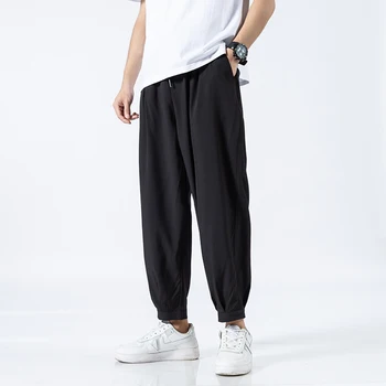 Vyriški Atsitiktinis Negabaritinių Kelnes 2021 Harajuku Mados Streetwear Kelnės Vyrų vientisos Spalvos Klasikinis Kulkšnies ilgis Haremo Kelnės
