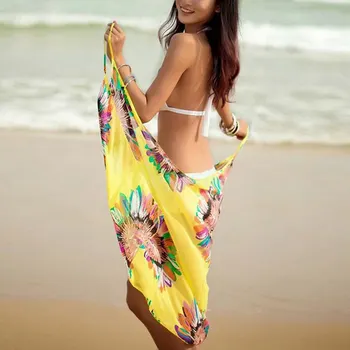 WENYUJH Vasaros Mados Bohemijos Moterų Vasaros Paplūdimio Suknelė Bikini Danga-ups Plaukti Dėvėti Padengti Iki Tunika Seksualus Giliai V-Kaklo Skraiste Caftan