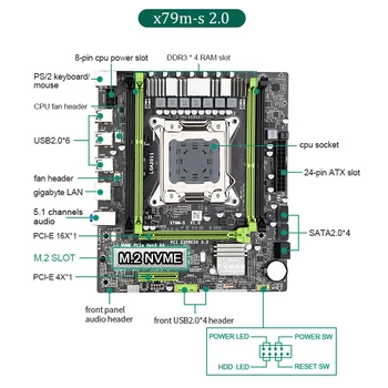 X79 M-S pagrindinė Plokštė Rinkinys Su LGA2011 Combo Xeon E5 2690 CPU 4pcs x 4 = 16 GB Atminties DDR3 RAM, Radiatorių 1333Mhz PC3 10600