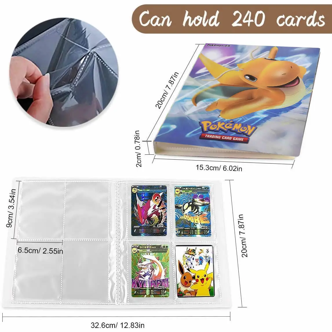 240pcs Albumą, Pokemon Kortas Rišiklio Knygos Pokemones Žaidimas Treneris Kortelės Žemėlapio Laikiklį VMAX GX Kolekcininko Katalogą Vaikams, Žaislų, Dovanų