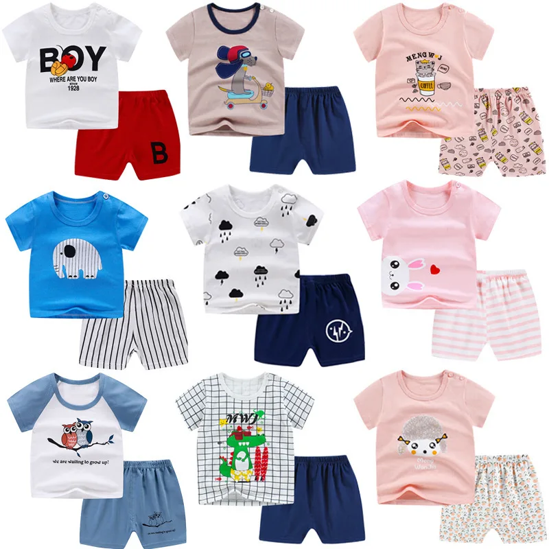 2021 Vasaros Grynos Medvilnės Baby Vaikų Minkštas Kombinezonas Šortai marškinėliai Šortai Berniukas ir Mergaitė Vaikams, Cartoon Mielas Modelio Drabužius 0-6Y