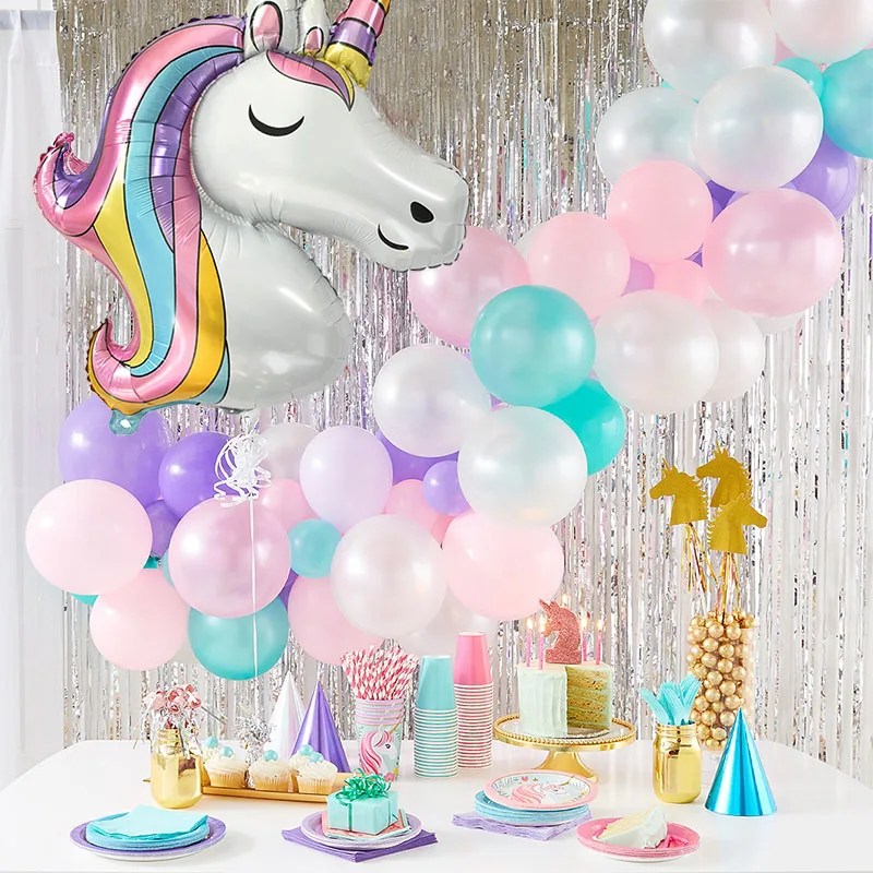 Globos de unicornio lanko para , Globos de aluminio con de 32 pulgadas, tema de unicornio decoraciones para fiesta de , Baby