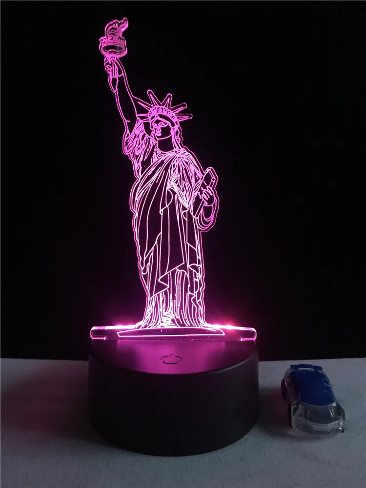 GAOPIN 3D LED Lempa USB Laisvės Statula Dekoratyvinis Apšvietimas, Kabelinė, Miegamojo Naktį Šviesos Daugiaspalvis Buveinės Šalies Atmosferą Lentelė