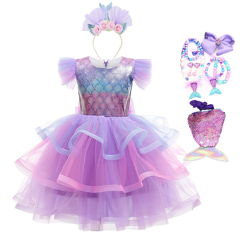 Undinėlė Ariel Princesė Mergina Dress Cosplay Kostiumai Vaikams Baby Girl Mermaid Dress Up Rinkiniai Vaikams Helovinas Vestuvių Apranga