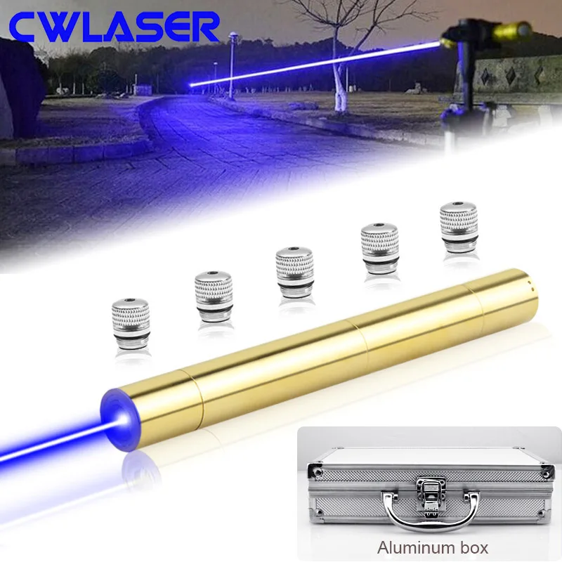 CWLASER 10000-20000m Realios Galios 1500mW-5000mW 450 nm Focusable Mėlyna Deginimas Lazerinė Rodyklė Su Byla Rinkinys (Vario)