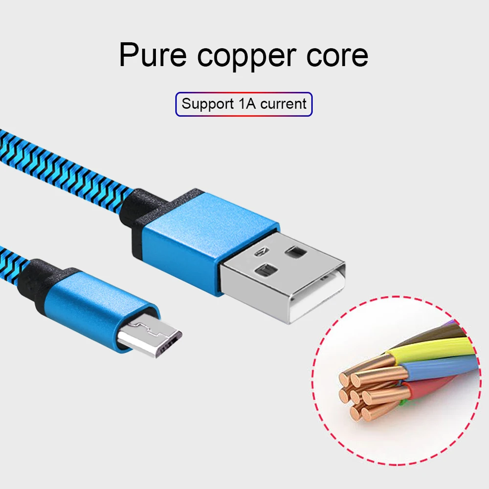 1m 2m Micro USB Kabelį, Tipas C, Trumpas Greito Įkrovimo Nailono USB Laidas Mobiliojo Telefono 