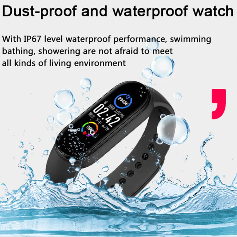 Smart Band Apyrankę IP67 atsparus Vandeniui Smart watch Kraujo Spaudimas Fitness Tracker Smart juosta Fitneso Rankogaliai M5 Vyrams ir Moterims