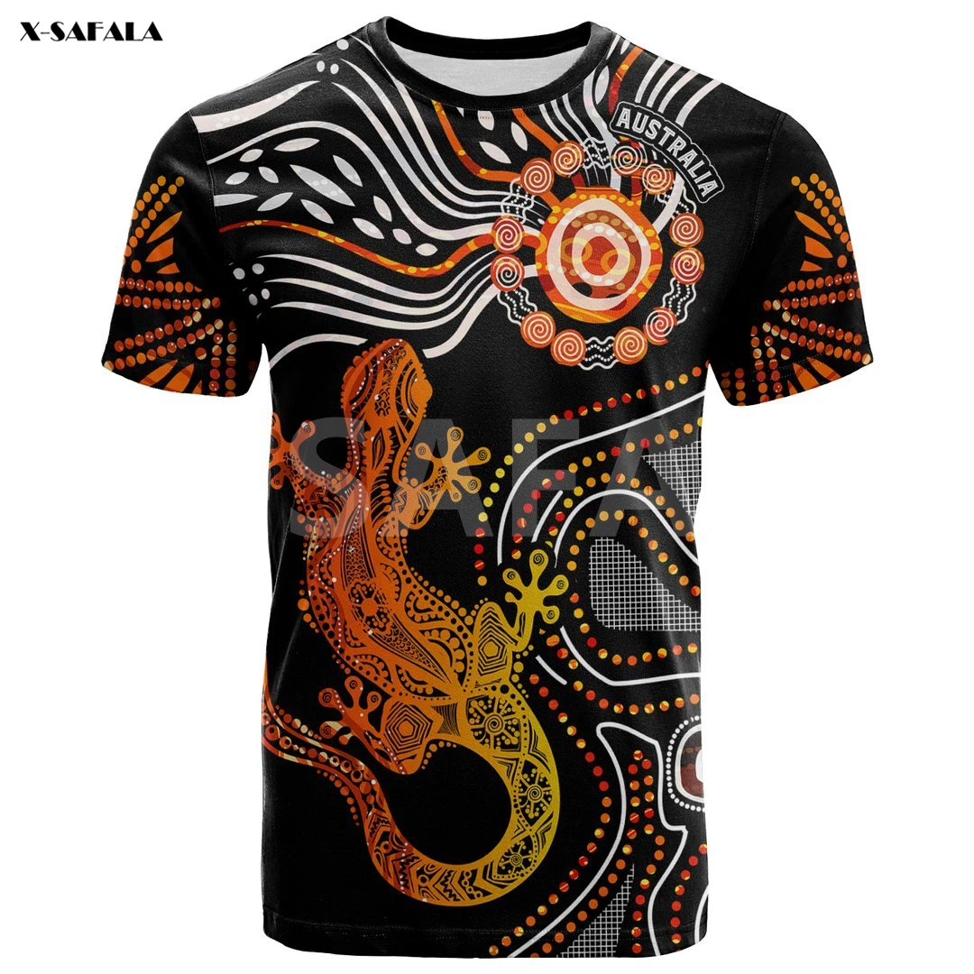 Australijos Aborigenų Naidoc Savaitę Driežas Saulės 3D Mados Visos Per Atspausdintas Apvalios Kaklo T-Shirt Vyrai Moterys Harajuku Atsitiktinis Tee