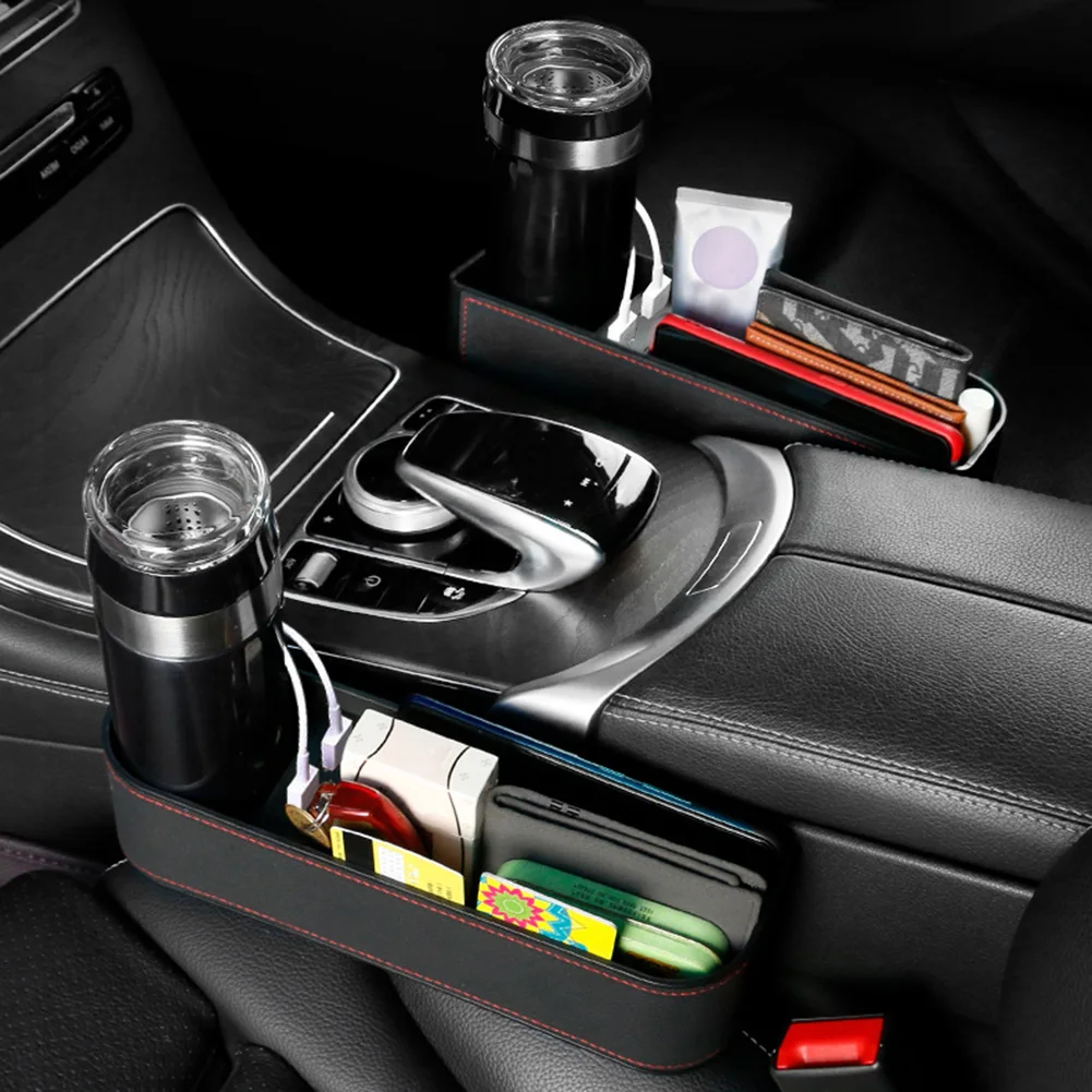 Automobilių Sėdynės Skirtumas Šoninės saugos Plyšį Užpildo Storage Box Konsolė Pusėje Kišenėje Dual USB Įkroviklis, Laikiklis Universalus Automobilių Reikmenys
