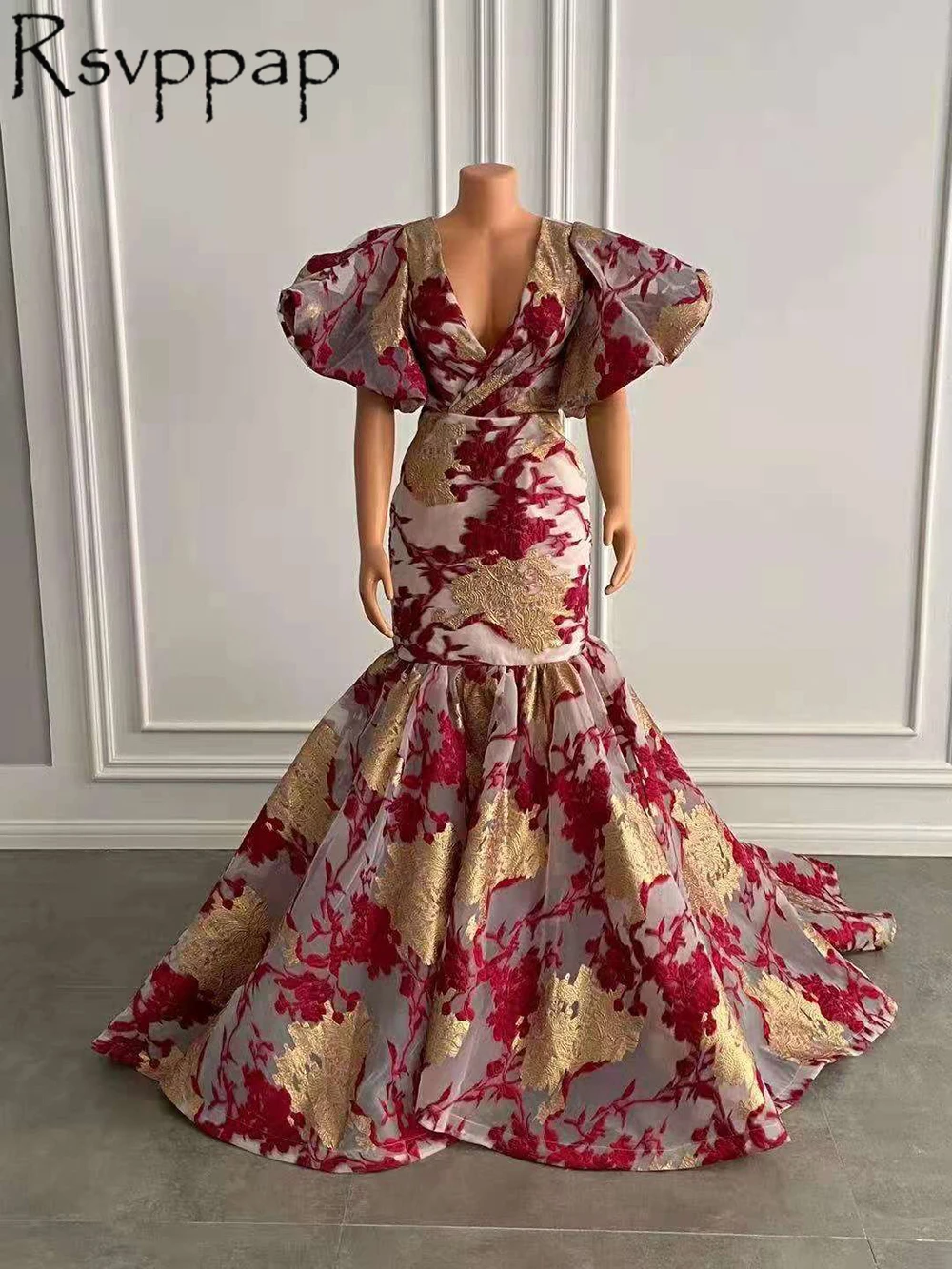 Arabų Stiliaus Ilgai Undinė Vakaro Suknelės 2021 Dizainas, Uždusęs Trumpomis Rankovėmis Spausdinti Nėrinių Afrikos Moterų Oficialų Suknelė Suknelės, Šaliai
