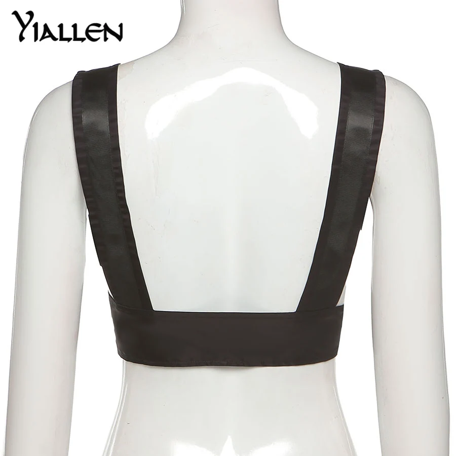 Yiallen 2021Sexy V Kaklo Korsetas Plauti Moterų Streetwear Backless Šalies Clubwear Reguliuojamas Dirželis Nenaudėlis Rankovių Rezervuaro Viršaus