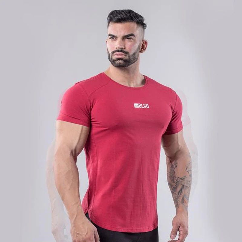 2019 vėliau kaip vyrų vasaros sporto brand T-shirt atsitiktinis fitneso slim marškinėliai spausdinami o apykaklę, trumpas rankovės medvilnės marškinėliai viršų