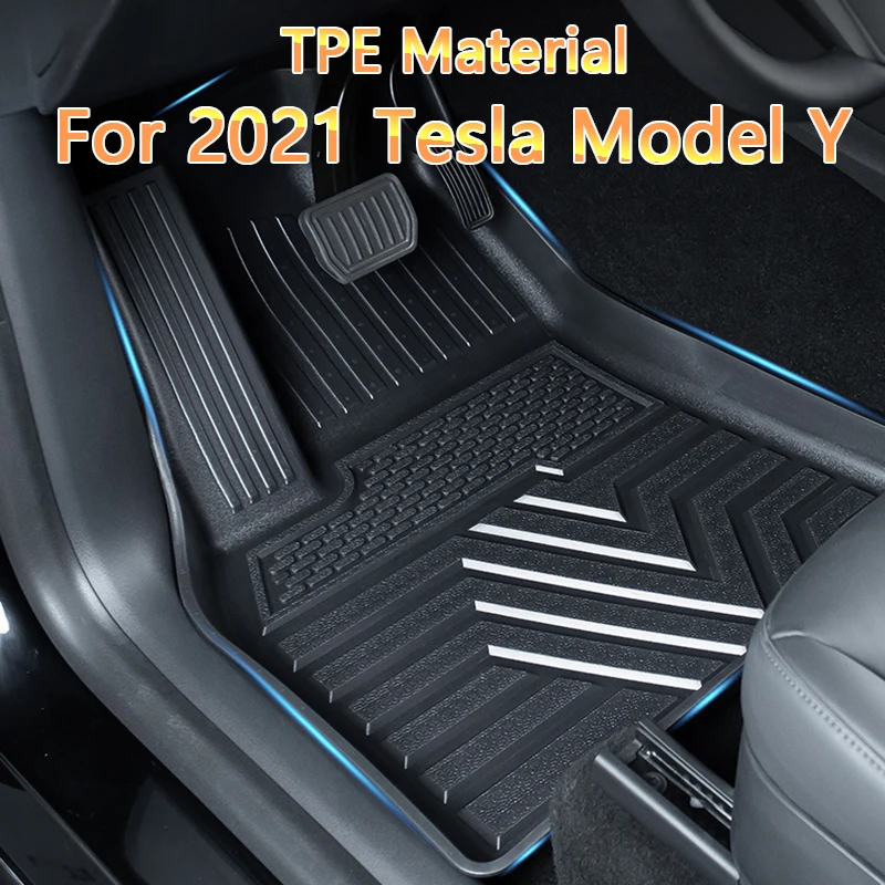 Automobilių Vandeniui neslidžia Grindų Kilimėlis Tesla Model Y 2021 TPE Naujo Dizaino Stiliaus, neslidžia All-Weather Grindų Padas 3pcs/set