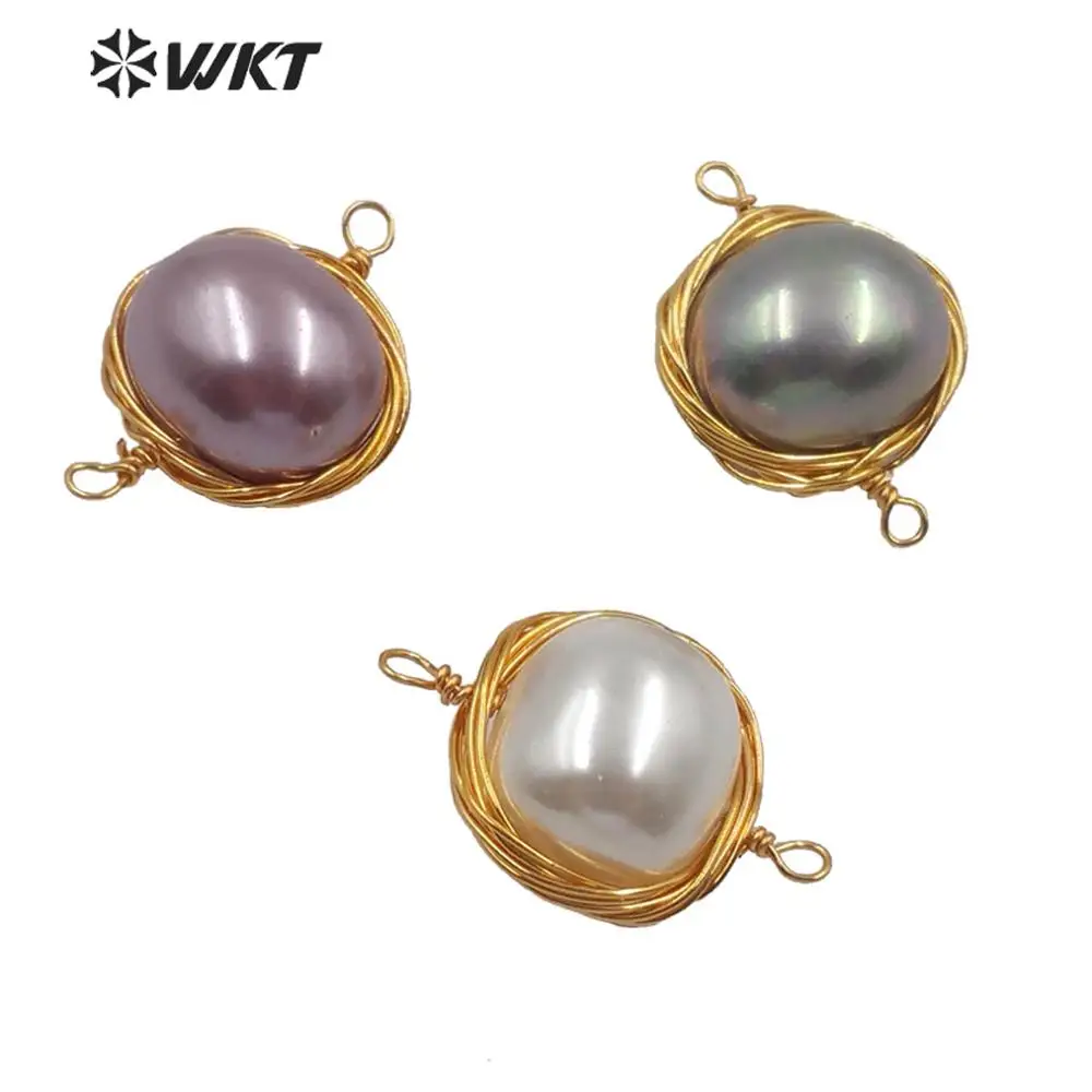 WT-JP208 Aukštos ryškiai kokybės perlų karoliai su handmake viela suvynioti karoliukai jungtys maža žavesio mados perlų karoliukus jungtys
