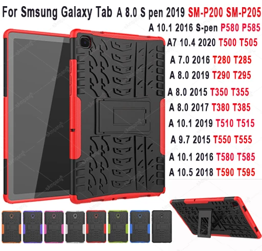 Samsung Tab 8.0 S pen 2017 2019 10.1 2016 2019 A7 10.4 7.0 2016 metų 9.7 10,5 TPU+PC atsparus smūgiams Tablet šarvai Dangtis